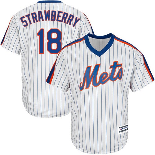 Mets #18 Darryl Strawberry White(Blue Strip) Alternate Cool Base Stitched Youth MLB Jersey - Click Image to Close